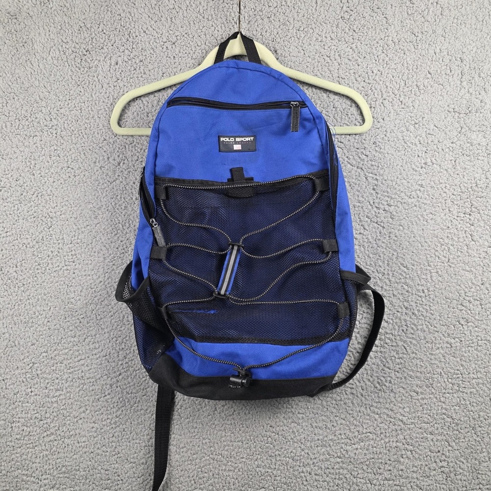 Polo Sport Ralph Lauren Blue 13" Backpack Nylon‎ Mesh Front Men Travel Bag